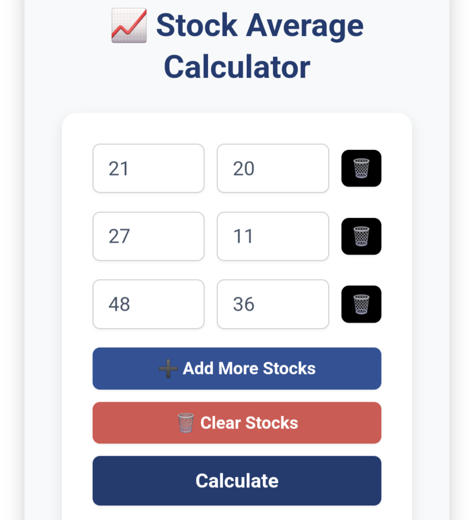 stock market average calculator